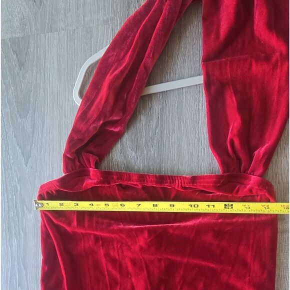 Vintage Hugo Buscati Women’s Long Red Velvet Dress Size Medium Party Formal - Picture 5 of 7